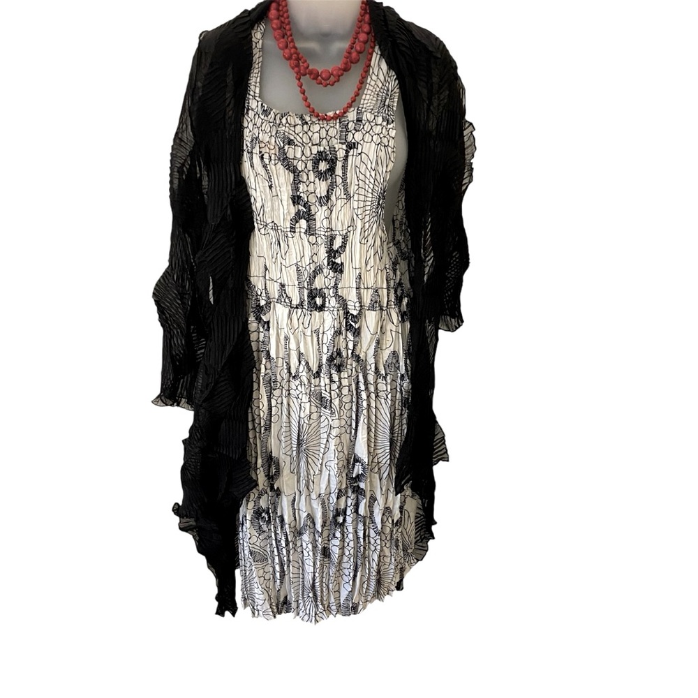 NWOT Alquema Micro Pleat Black & White Print Pinafore Dress Size M
